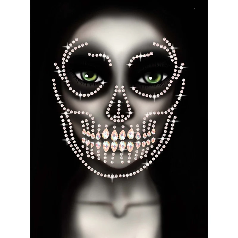 Glow-in-the-Dark Skull Adhesive Face Jewels, 1 Count
