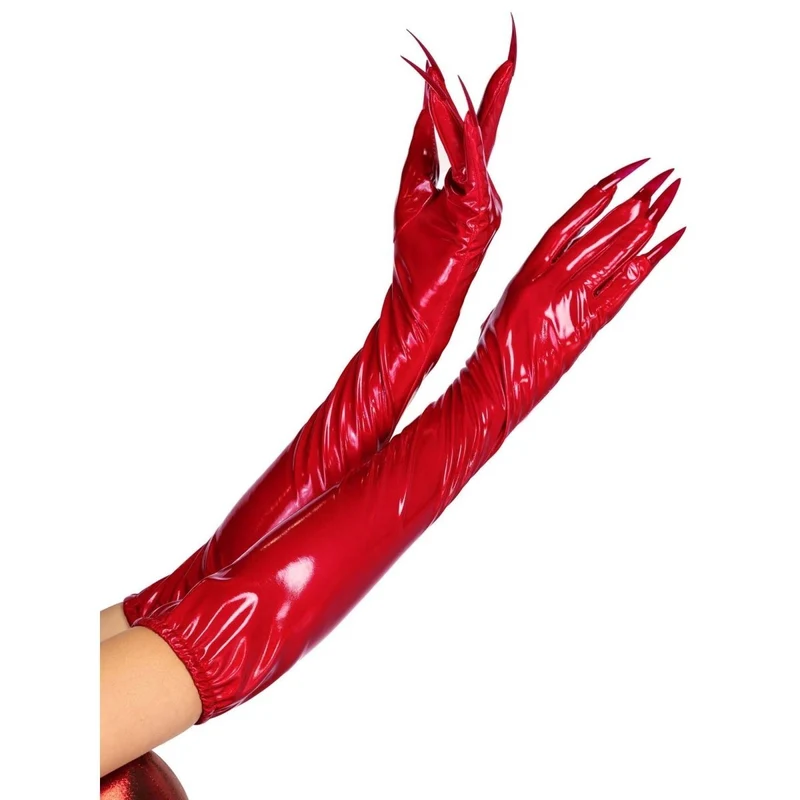 Red Vinyl Claw Gloves for Adults, 1 Count