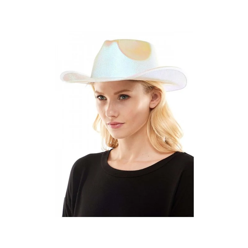 Iridescent White Cowboy Hat for Adults