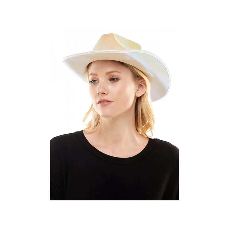 Iridescent White Cowboy Hat for Adults