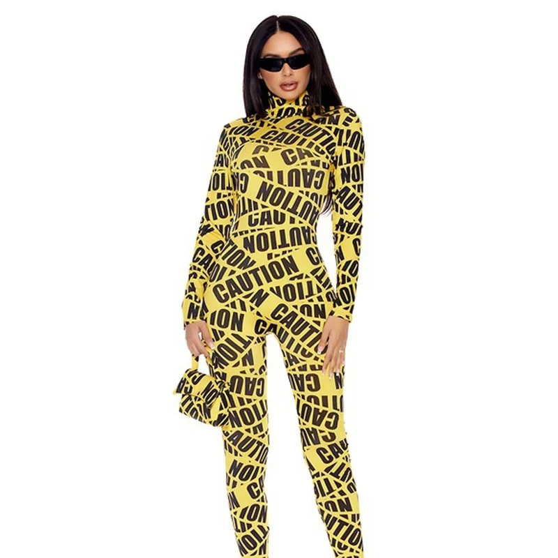 Caution Tape Costume for Adults, Jumpsuit