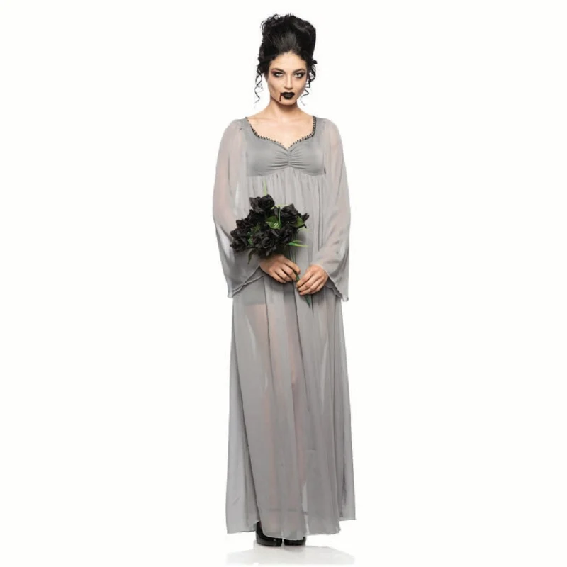 Vampire Bride Costume for Adults, Grey Dress