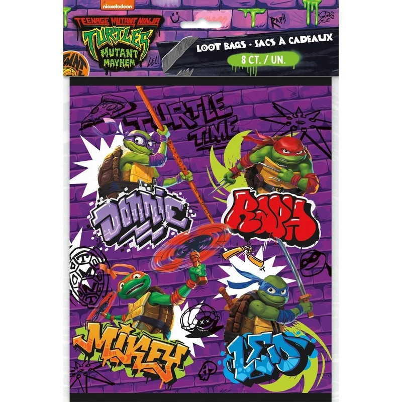 Ninja Turtles: Mutant Mayhem Printed Plastic Favour Bags, 8 Count