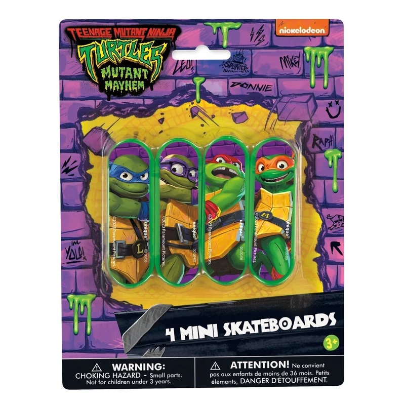 Ninja Turtles: Mutant Mayhem Birthday Mini Skateboards, 4 Count