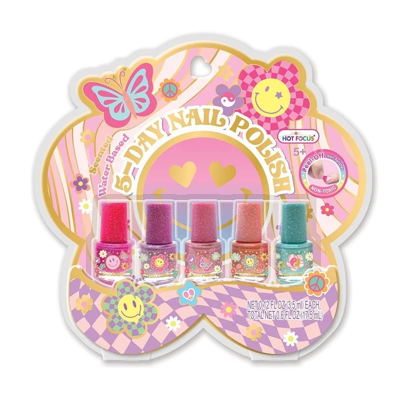 Groovy Flower Five Days Nail Polish, 5 Count
