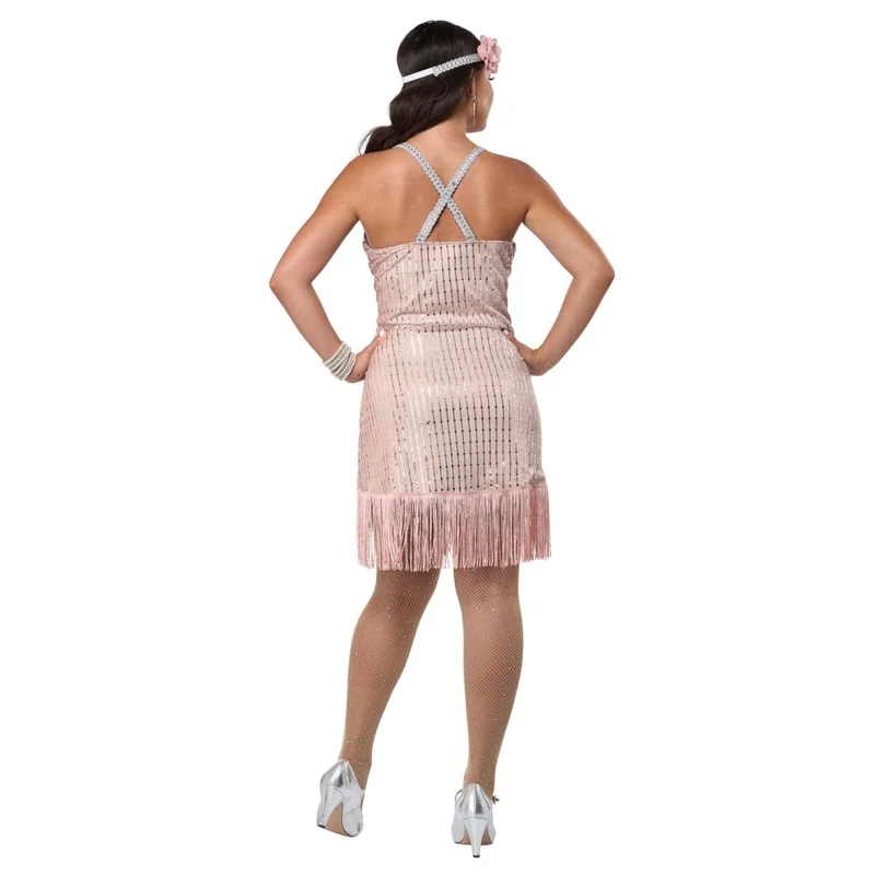 She's the Bee Kness Flapper Costume for Adults, Pink Dress