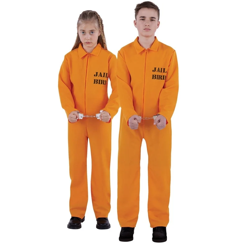 Prisoner Costume for Kids, Orange Jumpsuit
