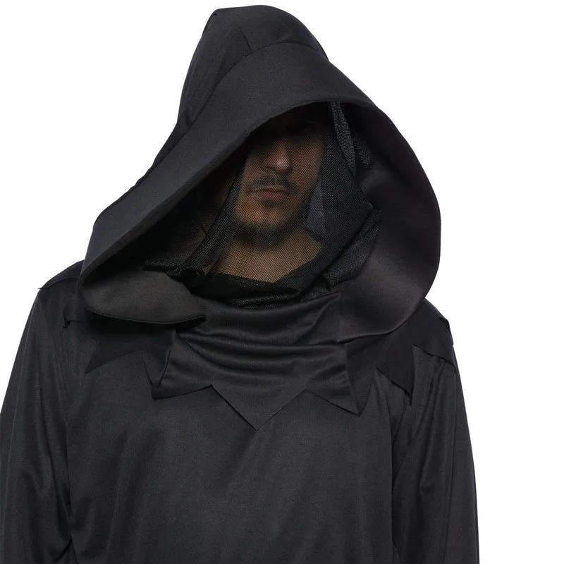The Reaper Plus Size Costume for Adults, Black Robe with Mask and Belt