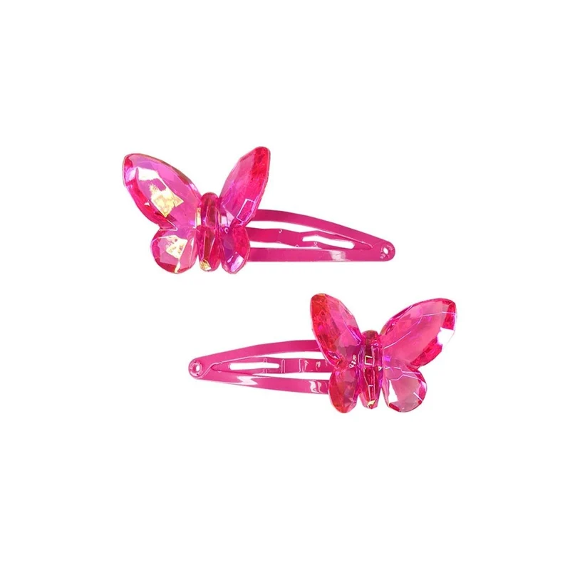 Pink Fancy Butterfly Flutter Hairclips for Kids, 2 Count