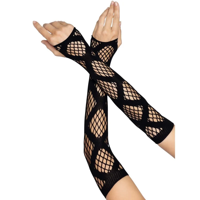 Black Long Fishnet Gloves for Adults, 1 Count