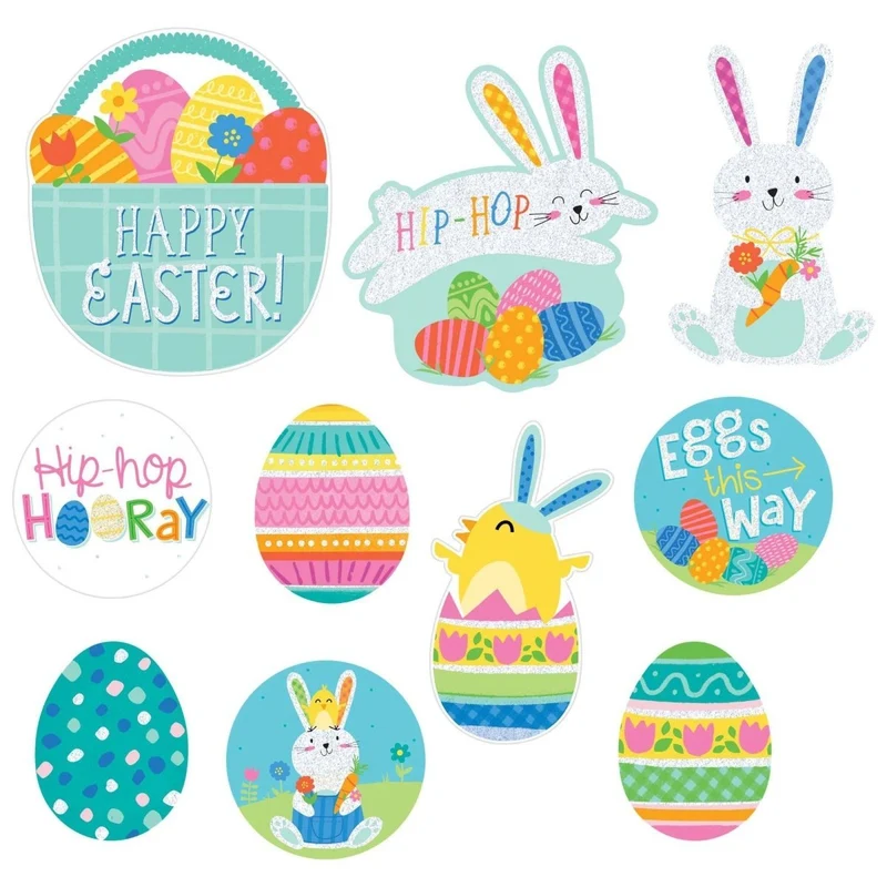 Easter Mini Glitter Cutouts, 10 Count