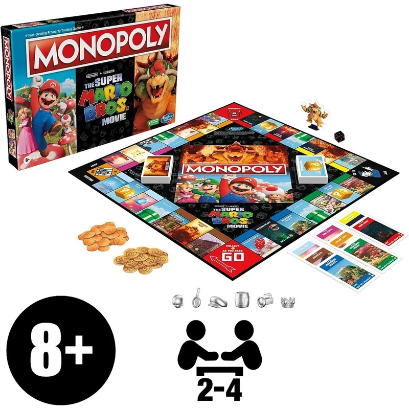 Super Mario Bros. The Movie Monopoly Board Game, Bilingual Version, 1 Count