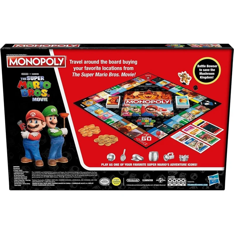 Super Mario Bros. The Movie Monopoly Board Game, Bilingual Version, 1 Count