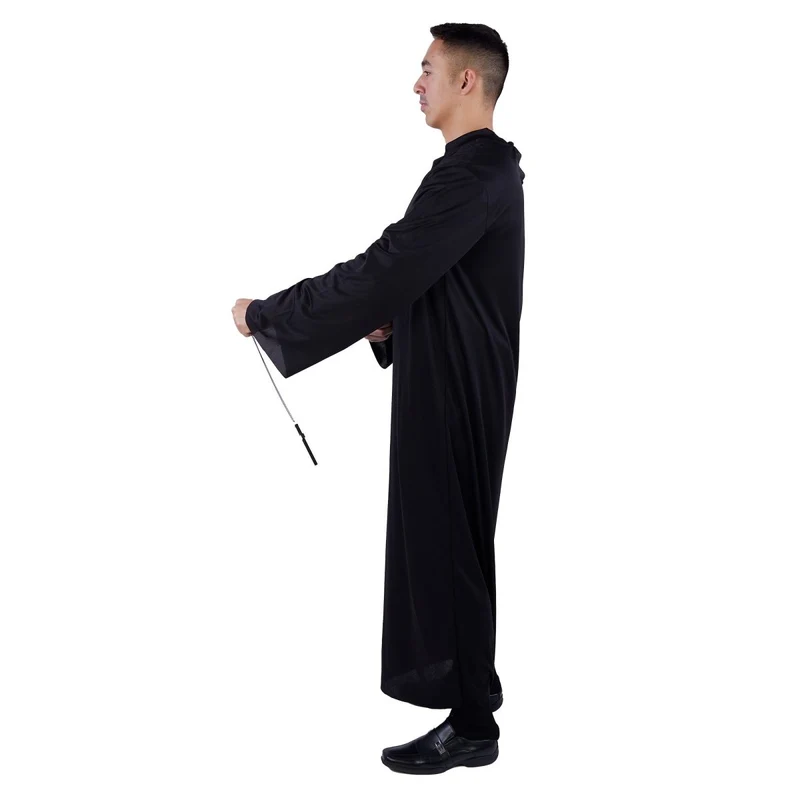 Priest Costume for Adults, Black Cassock with Chaplet