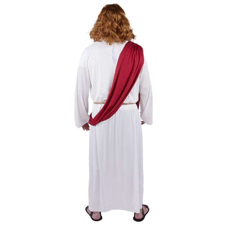 Jesus Plus Size Costume for Adults, White Robe with Red Sash