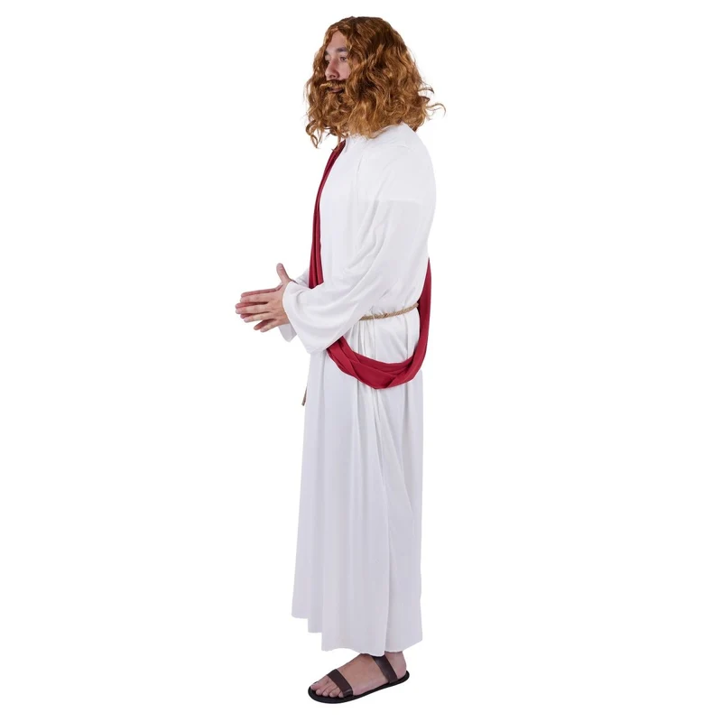 Jesus Costume for Adults, White Robe with Red Sash
