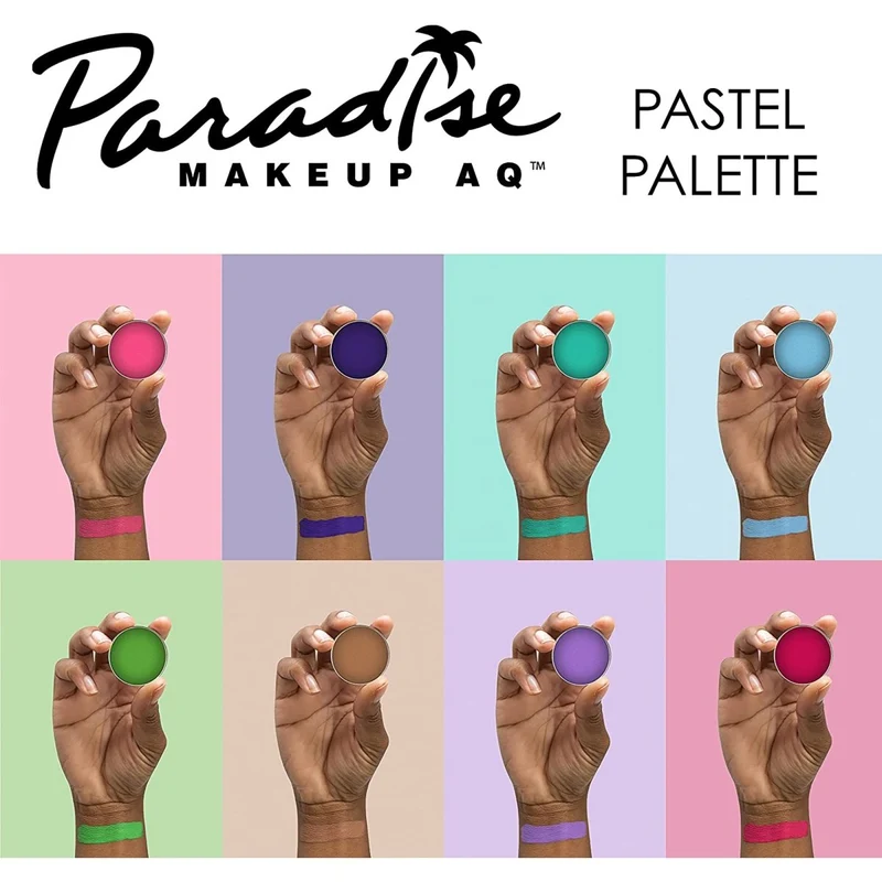 Mehron Paradise Makeup AQ Palette, 8 Pastel Colours, 1 Count