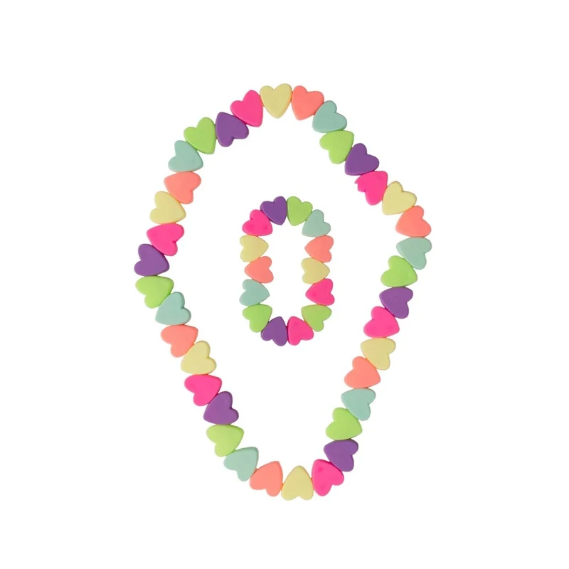 Sweet Hearts Necklace and Bracelet Set for Kids, 2 Count