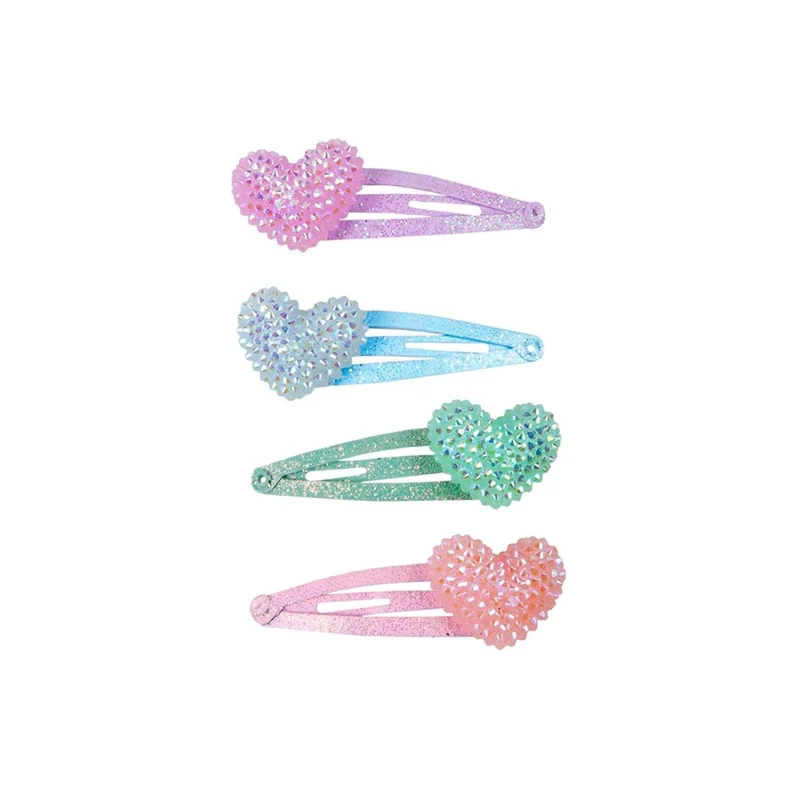 Sparkle Heart Bobble Hair Clips for Kids, 4 Count