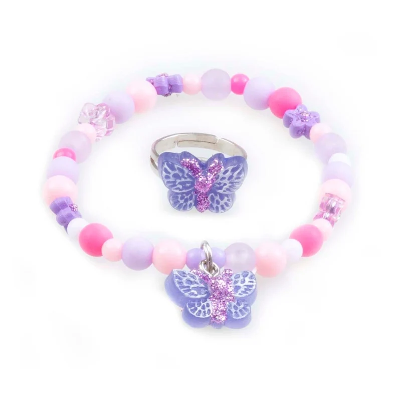 Sparkle Butterfly Bracelet and Ring Set for Kids, Assortment, 2 Count