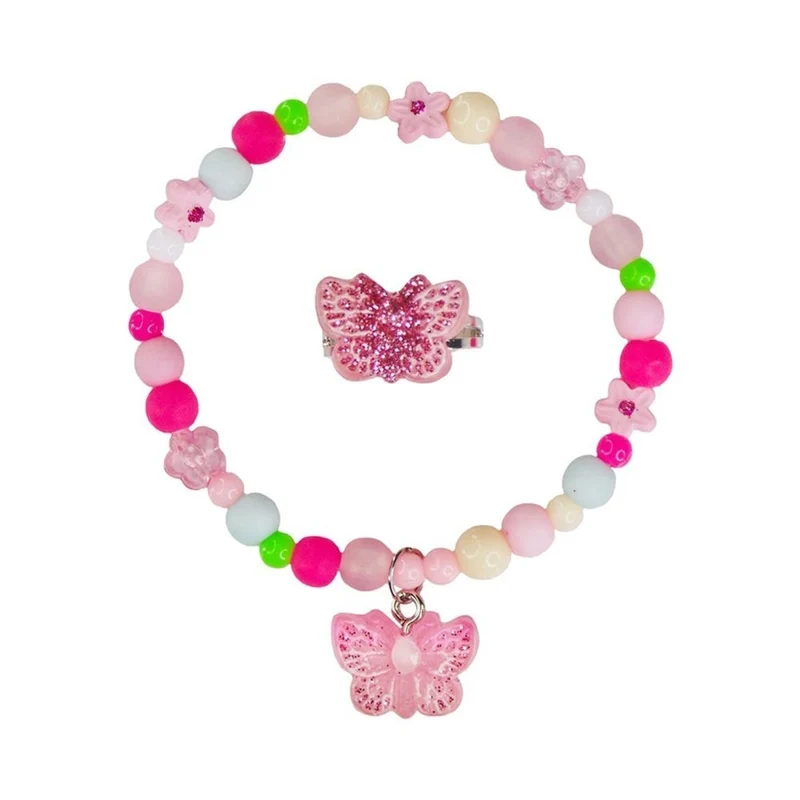 Sparkle Butterfly Bracelet and Ring Set for Kids, Assortment, 2 Count