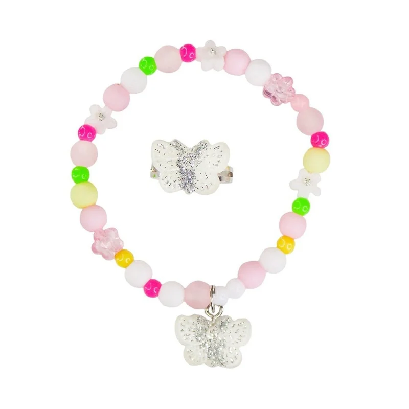 Sparkle Butterfly Bracelet and Ring Set for Kids, Assortment, 2 Count