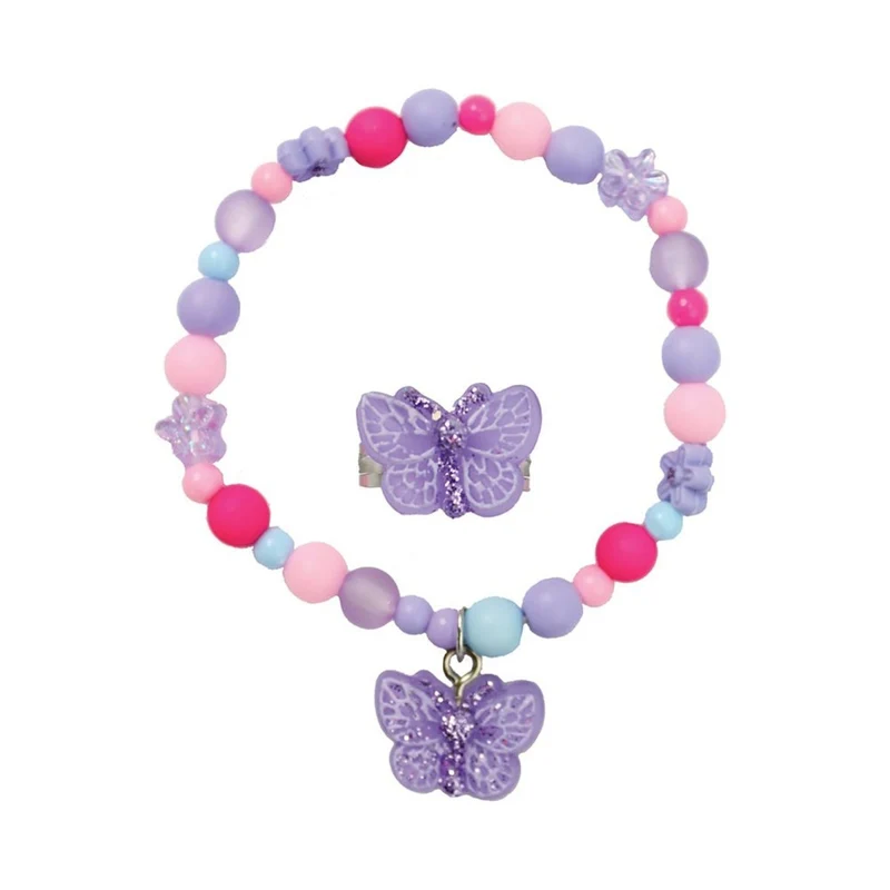 Sparkle Butterfly Bracelet and Ring Set for Kids, Assortment, 2 Count