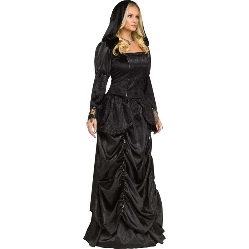 Wicked Queen Costume for Adults, Black Hooded Gown