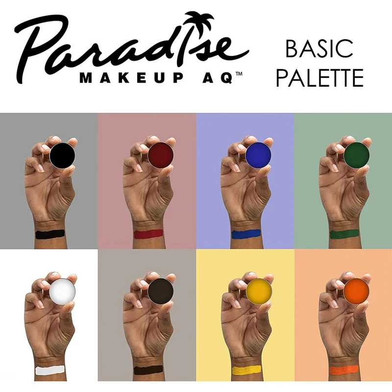Mehron Paradise Makeup AQ Palette, 8 Basic Colours, 1 Count