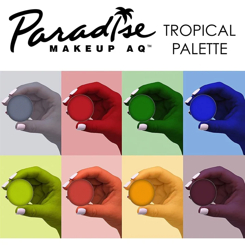 Mehron Paradise Makeup AQ Palette, 8 Tropical Colours, 1 Count