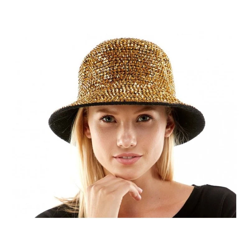 Gold Bucket Hat with Precious Stones for Adults
