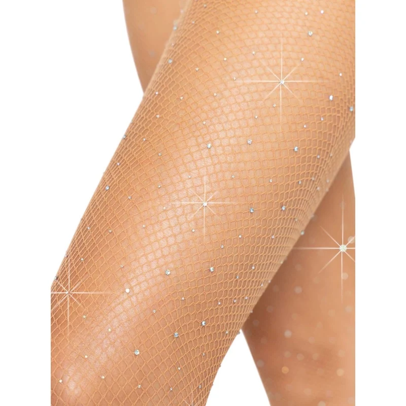 Nude Rhinestone Fishnet Tights for Adults, 1 Count