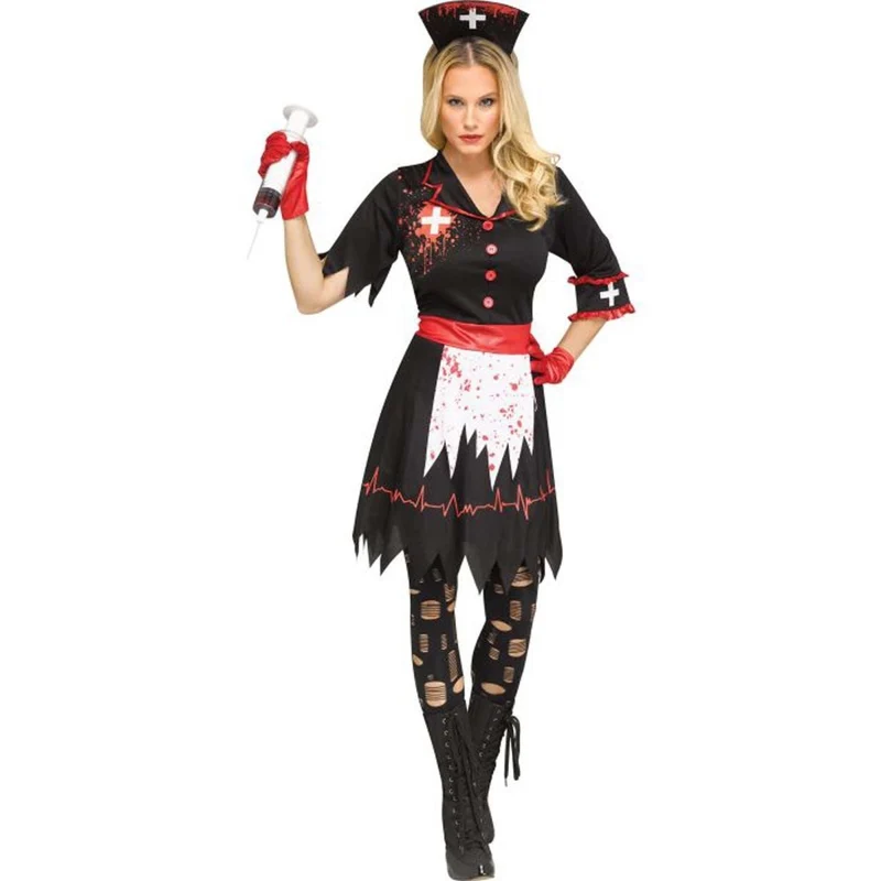 Not So Nice Nurse Costume for Adults, Black Dress