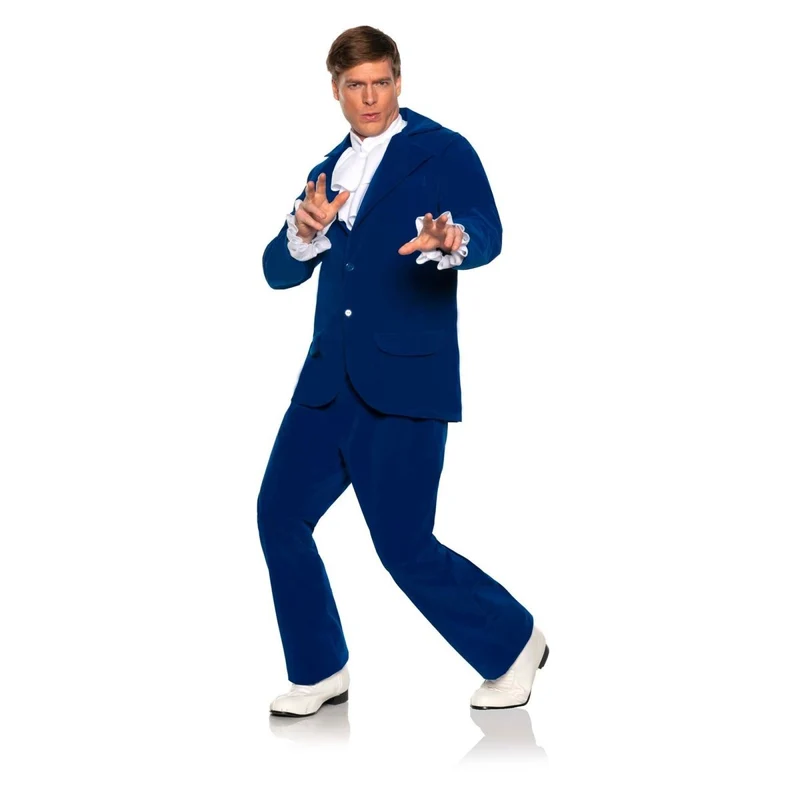 Groovy Sixties Costume for Adults, Navy Blue Jacket and Pants