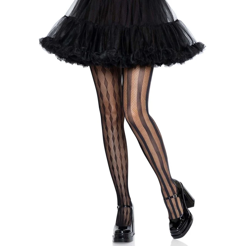 Black Harlequin Net Tights for Adults, 1 Count