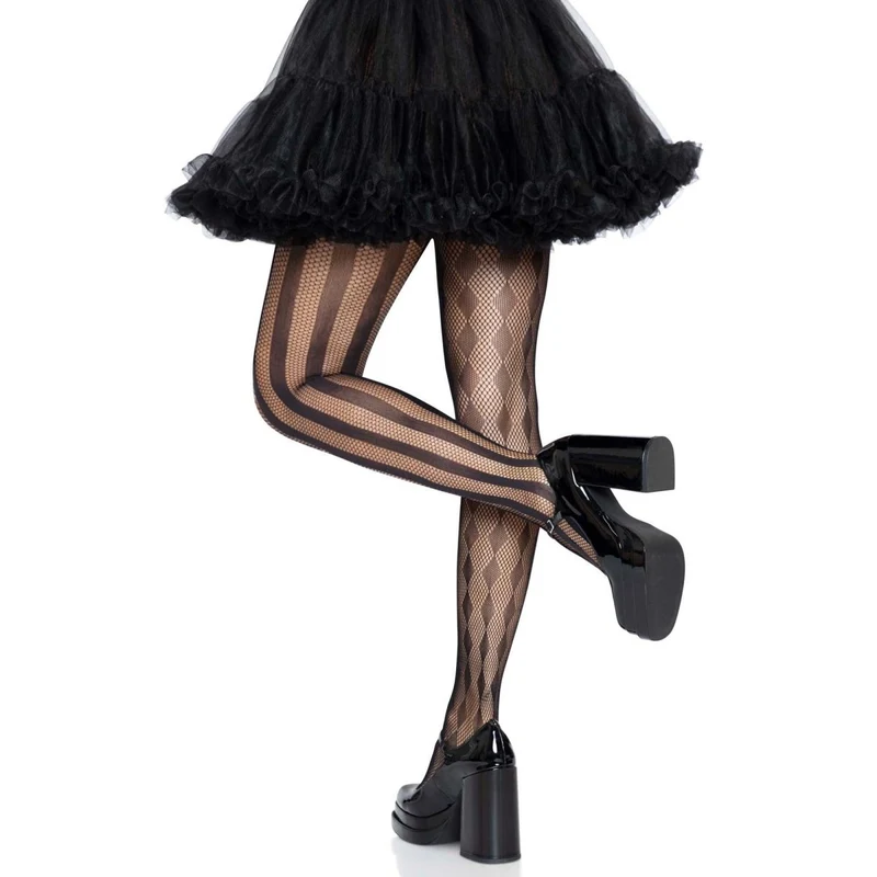 Black Harlequin Net Tights for Adults, 1 Count