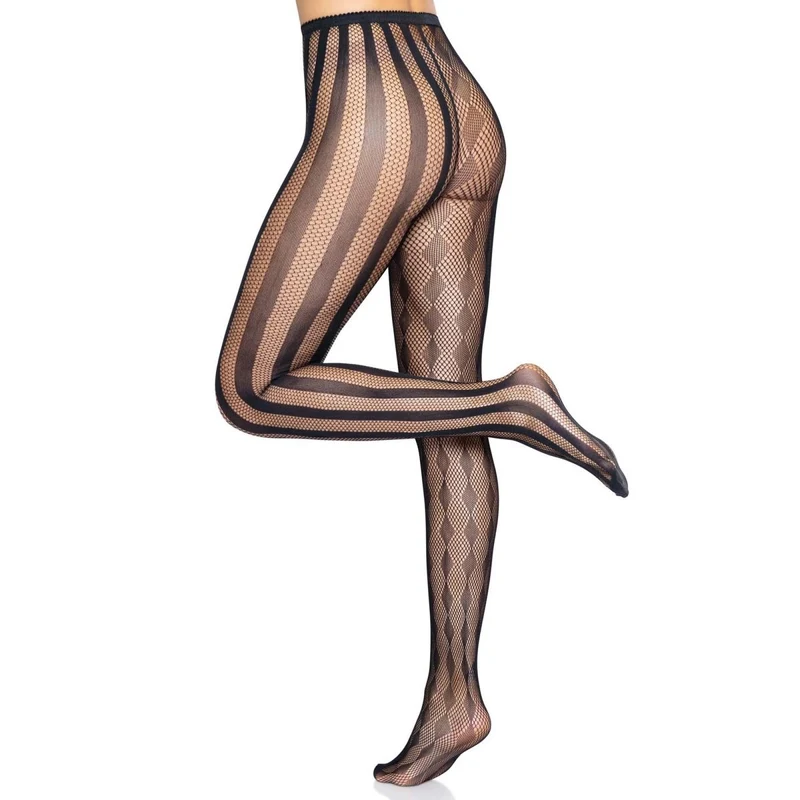 Black Harlequin Net Tights for Adults, 1 Count
