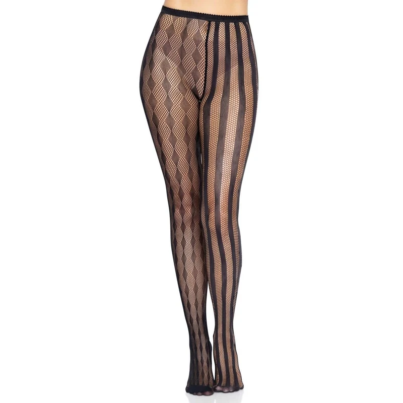Black Harlequin Net Tights for Adults, 1 Count