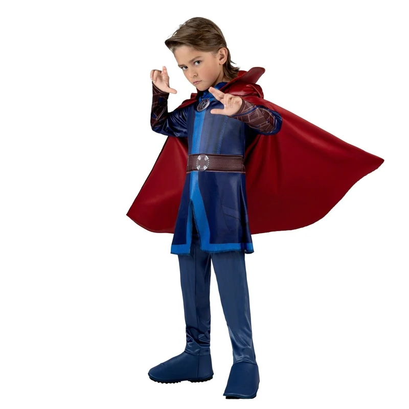Marvel Dr.Strange Qualux Costume for Kids, Blue Tunic Top with Red Cape