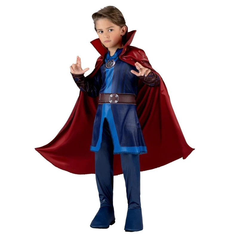 Marvel Dr.Strange Qualux Costume for Kids, Blue Tunic Top with Red Cape