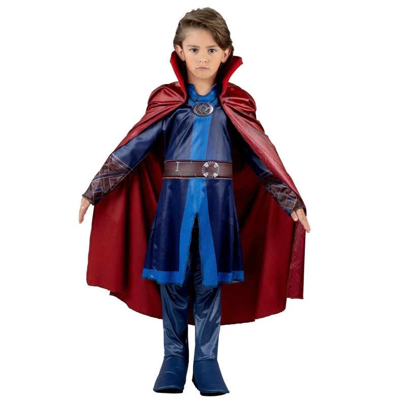 Marvel Dr.Strange Qualux Costume for Kids, Blue Tunic Top with Red Cape