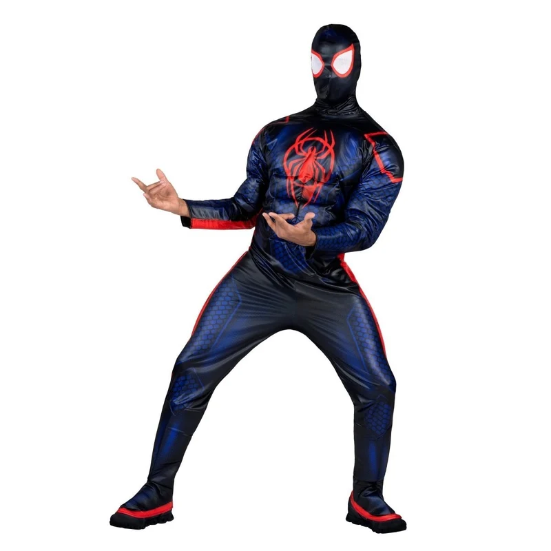 Marvel Spider-Man Miles Morales Qualux Costume for Adults, Black Jumpsuit