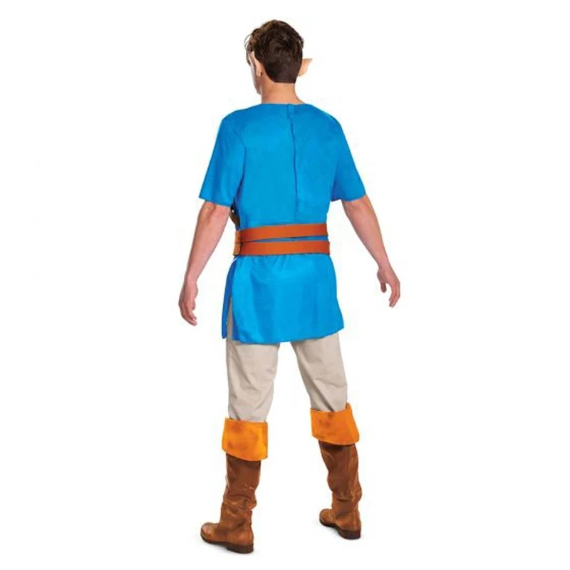 Nintendo Zelda: Breath of the World Link Costume for Adults, Blue Tunic with Attached Chest Belt