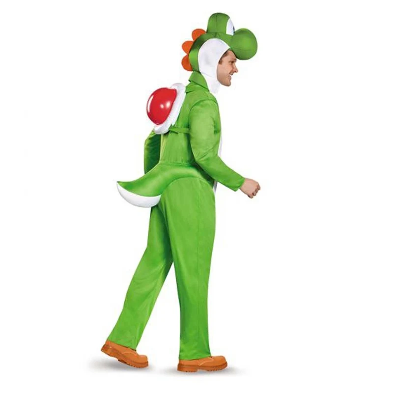 Nintendo Super Mario Bros Yoshi Deluxe Costume for Adults, Green Jumpsuit with Attached Tail