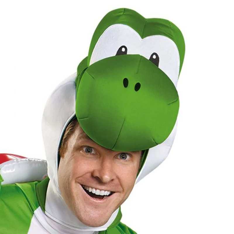 Nintendo Super Mario Bros Yoshi Deluxe Costume for Adults, Green Jumpsuit with Attached Tail