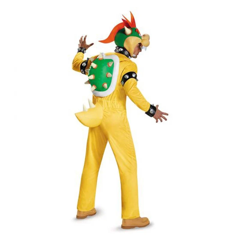 Nintendo Super Mario Bros Bowser Deluxe Costume for Adults, Yellow Jumpsuit with Attached Tail