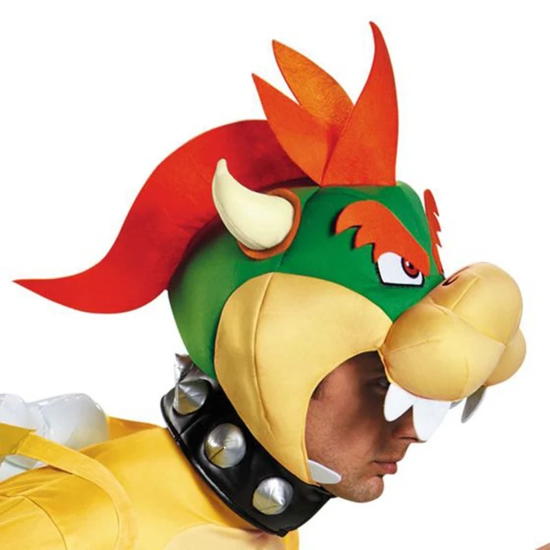 Nintendo Super Mario Bros Bowser Deluxe Costume for Adults, Yellow Jumpsuit with Attached Tail