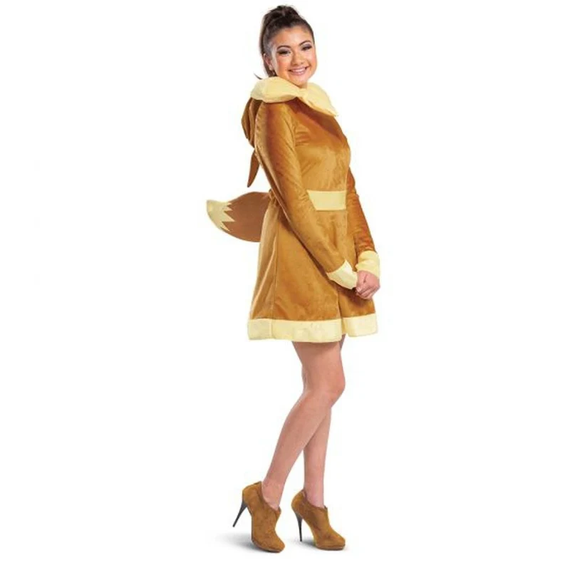 Pokémon Eevee Deluxe Costume for Adults, Brown Hooded Dress