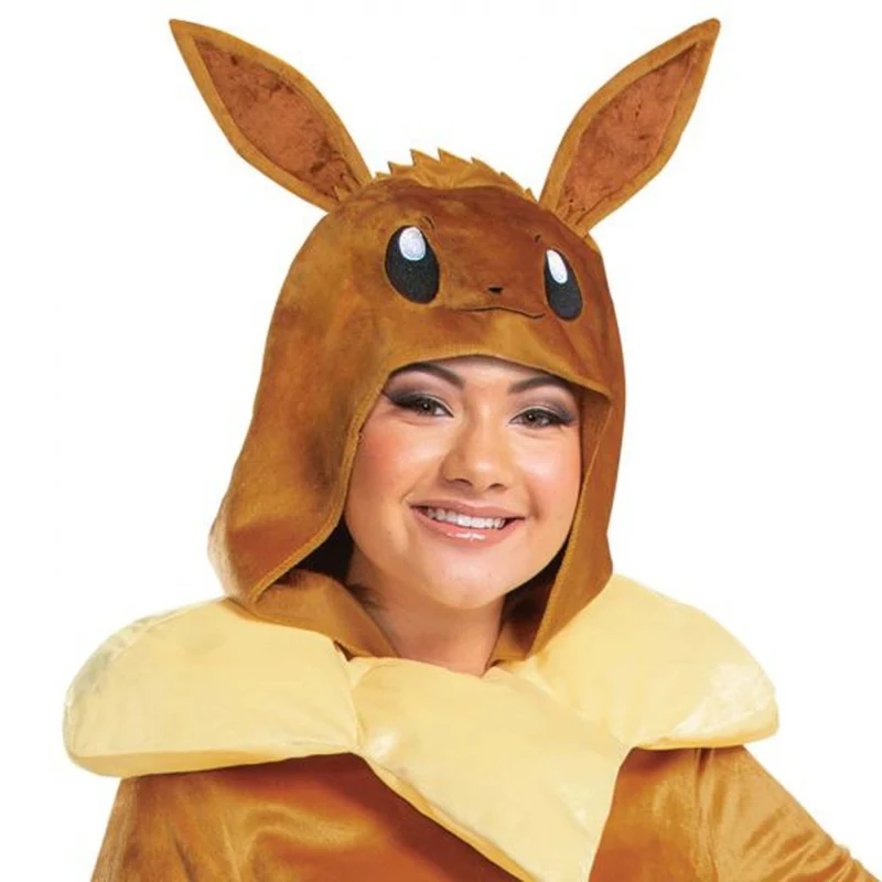 Pokémon Eevee Deluxe Costume for Adults, Brown Hooded Dress