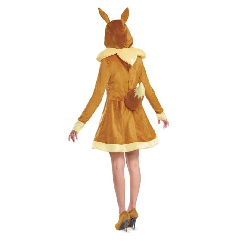 Pokémon Eevee Deluxe Costume for Adults, Brown Hooded Dress